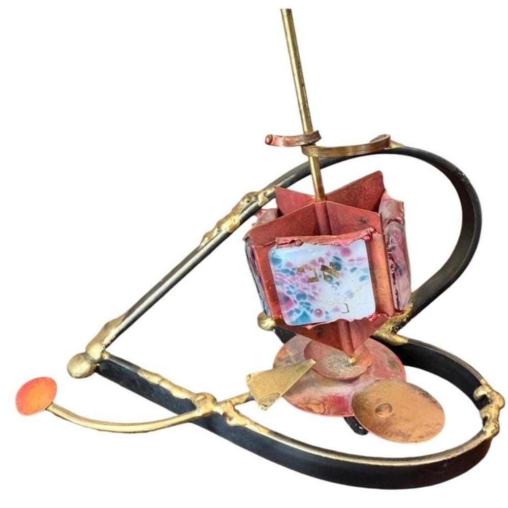 Gary‎ Rosenthal Abstract Metal dreidel Sculpture Art Glass Unique Hanukkah